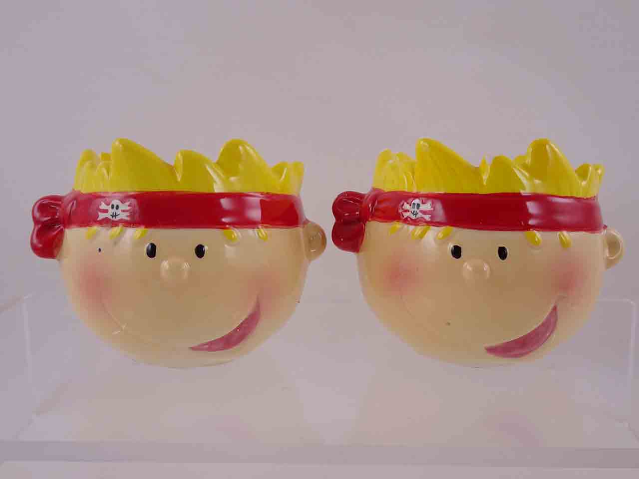 Pirate Heads that Double as Eggcups salt and pepper shakers
