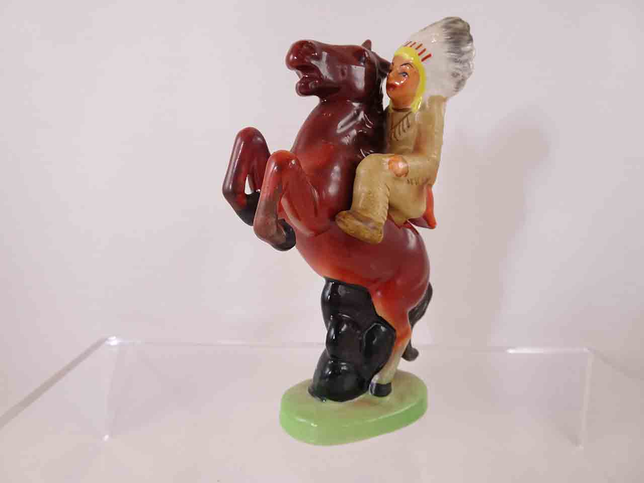 Native American Indian male on horse salt and pepper shakers