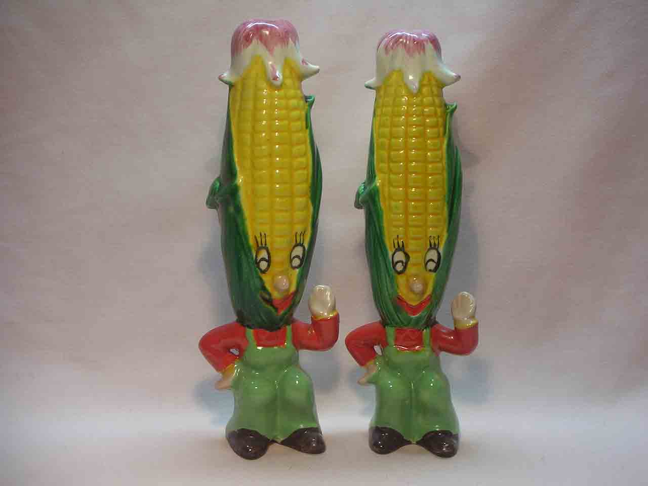 Vintage anthropomorphic tall corn salt and pepper shakers