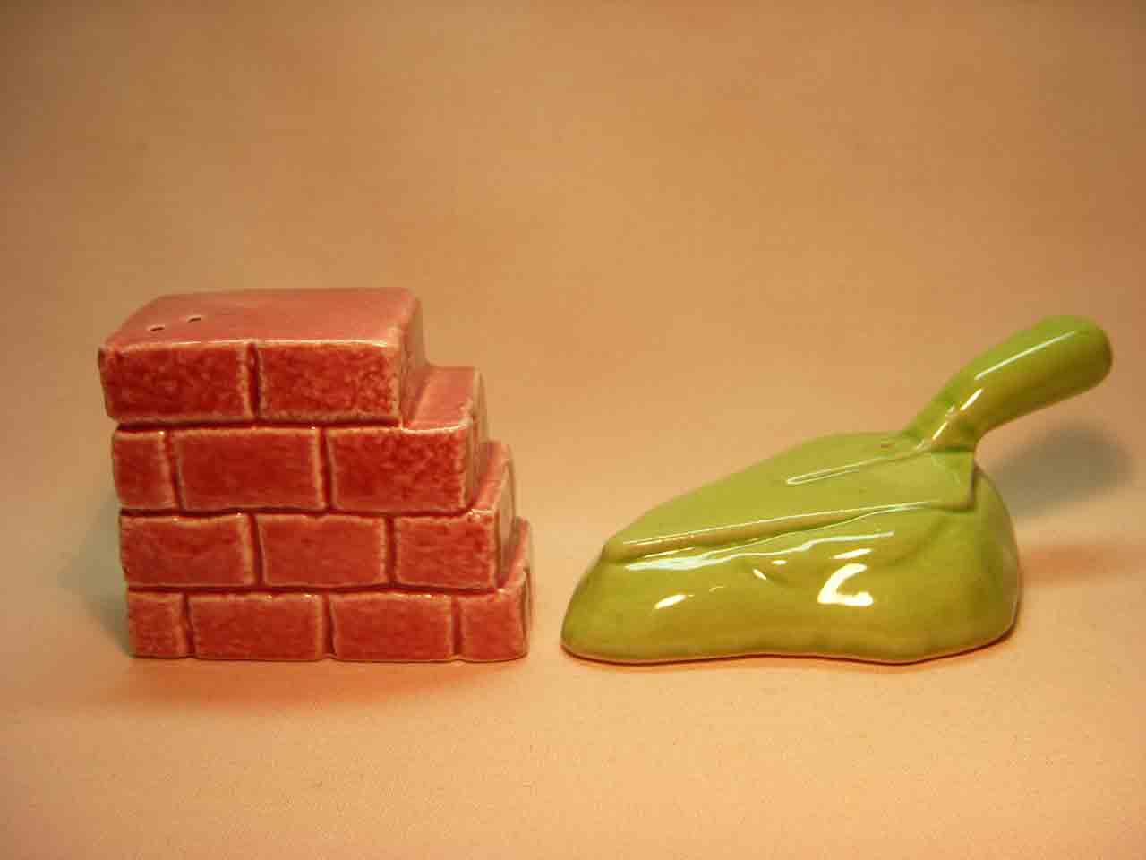 Go with brick mason's brick wall with tool salt and pepper shaker
