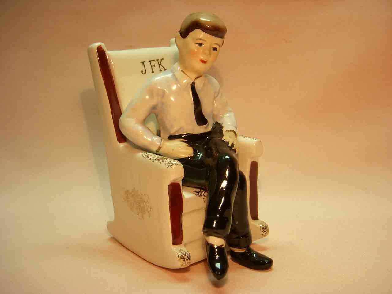 President John F. Kennedy in rocking chair salt and pepper shaker