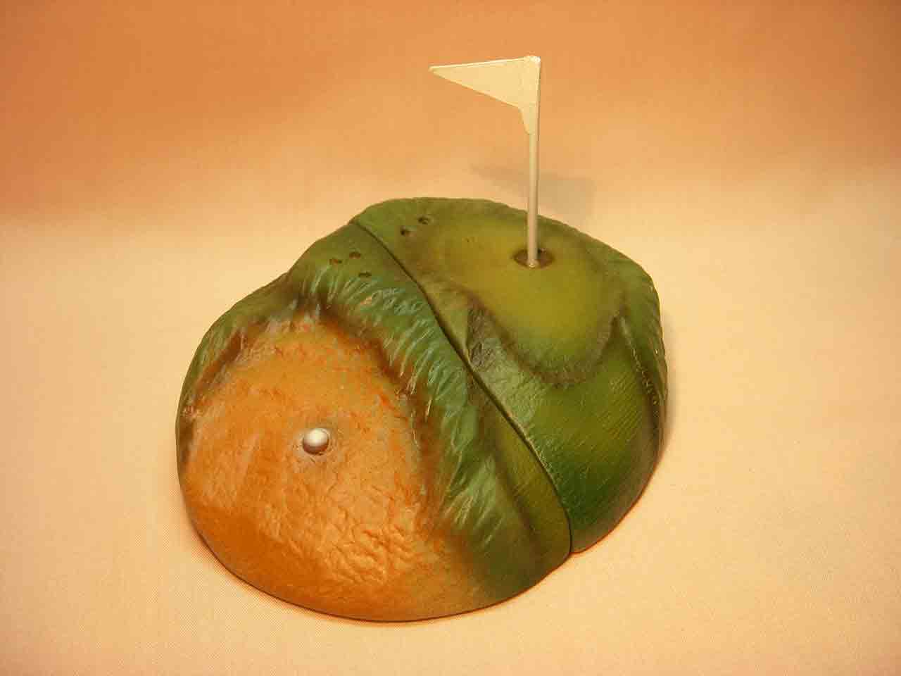 Two piece golf green salt and pepper shakers